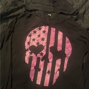 Lightweight Pink American Flag Skull Hooded Top